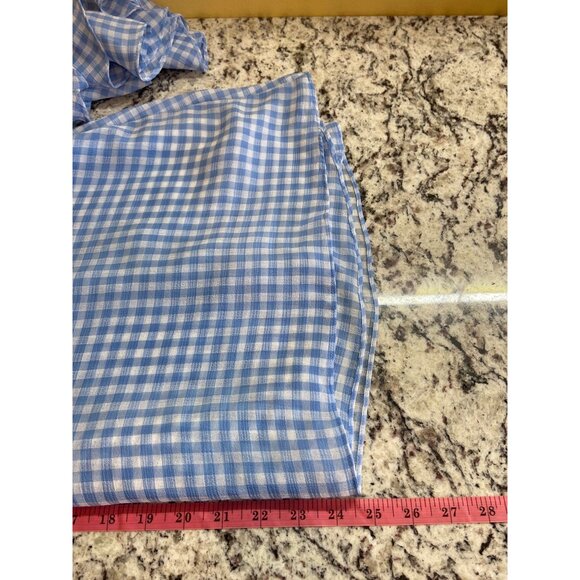 Liz Claiborne Womens Blouse XXL Blue White Gingham  Ruffle Sleeves Cottagecore - Picture 6 of 6